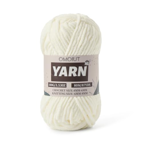 Weißes flauschiges Chenille-Garn zum Häkeln, Babygarn zum Häkeln, weiche Decke, 100 g, Amigurumi-Strickgarne, super sperrig, 5 Samtgarne Weißes flauschiges Chenille-Garn zum Häkeln, Babygarn zum Häkeln, weiche Decke, 100 g, Amigurumi-Strickgarne, super sperrig, 5 Samtgarne von OMoiut