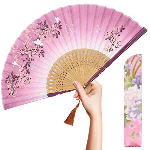 OMyTea 'Morning Glory' Faltfächer für Frauen, japanischer/chinesischer Vintage-Retro-Stil, mit einem Stoffbeutel zum Schutz rot OMyTea 'Morning Glory' Faltfächer für Frauen, japanischer/chinesischer Vintage-Retro-Stil, mit einem Stoffbeutel zum Schutz rot von OMyTea