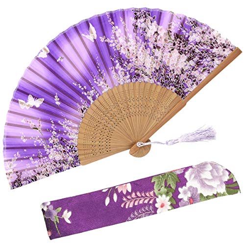 With a Fabric SleeveOMyTea „Sakura“ japanischer bzw. Chinesischer Handfächer mit Seide und Bambusrahmen und einer Stoffhülle zum Schutz des Fächer selbst, Seide, WZS-7 With a Fabric SleeveOMyTea „Sakura“ japanischer bzw. Chinesischer Handfächer mit Seide und Bambusrahmen und einer Stoffhülle zum Schutz des Fächer selbst, Seide, WZS-7 von OMyTea