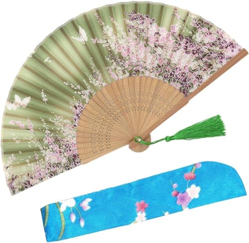 With a Fabric SleeveOMyTea „Sakura“ japanischer bzw. Chinesischer Handfächer mit Seide und Bambusrahmen und einer Stoffhülle zum Schutz des Fächer selbst, Textil, WZS-6 With a Fabric SleeveOMyTea „Sakura“ japanischer bzw. Chinesischer Handfächer mit Seide und Bambusrahmen und einer Stoffhülle zum Schutz des Fächer selbst, Textil, WZS-6 von OMyTea