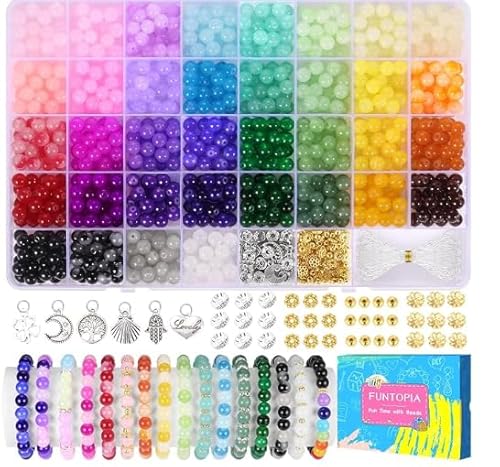 ONBAGLST36 Bunte Glasperlen für Armbänder & Armband-Bastelsets, Perlen für die Schmuckherstellung - 8mm Kristall-Gemstone-Perlen - 1060 Stück - Großer Durchgang für DIY-Handarbeiten ONBAGLST36 Bunte Glasperlen für Armbänder & Armband-Bastelsets, Perlen für die Schmuckherstellung - 8mm Kristall-Gemstone-Perlen - 1060 Stück - Großer Durchgang für DIY-Handarbeiten von ONBAGLST