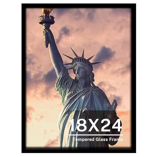 ONE WALL Posterrahmen aus gehärtetem Glas, 45,7 x 61 cm, schwarzer Holz-Bilderrahmen für vertikale oder horizontale Wand, Montagematerial im Lieferumfang enthalten ONE WALL Posterrahmen aus gehärtetem Glas, 45,7 x 61 cm, schwarzer Holz-Bilderrahmen für vertikale oder horizontale Wand, Montagematerial im Lieferumfang enthalten von ONE WALL