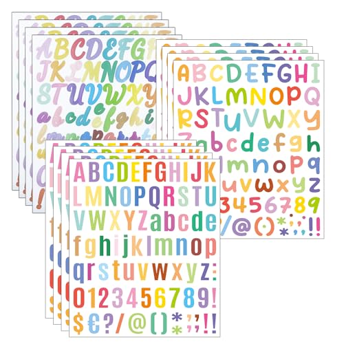 ONEBO 12 Blätter Nummern Alphabet Aufkleber,Selbstklebende Zahlen und Buchstaben Sticker,für Scrapbooking, DIY-Grußkarten, Dekoration, Markierung(3 Stile) von ONEBO