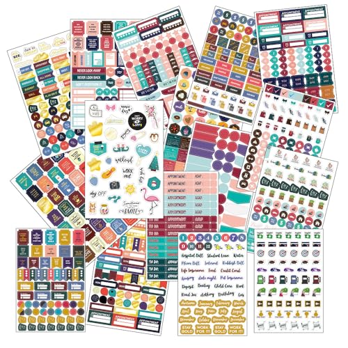 ONEBO 16 Blätter journal aufkleber,Dekorieren Sticker,Bullet Journal Sticker,Planer Stickers Set,für Kalender, Planner, Organizer, Agenda,Journals,Notizbuch von ONEBO