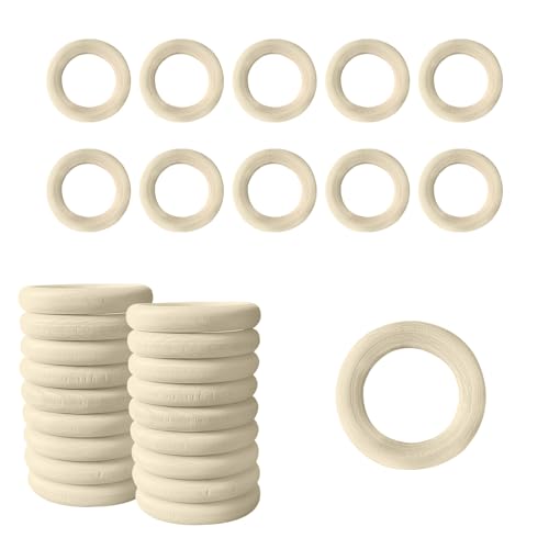 ONEBO 48 Stück Holzringe zum Basteln, Natürliche Holz Ringe, Makramee Ringe für DIY, für Kunst & Handwerk, Heimwerken, Wohnkultur & Schmuckherstellung (3,3 cm Außendurchmesser) von ONEBO