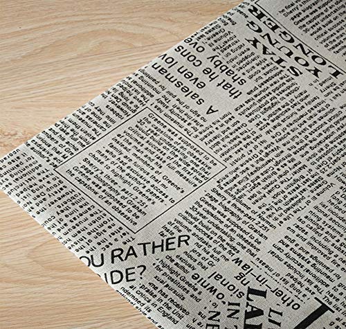 ONECHANCE Baumwollstoff Muster zum Nähen Meterware 100x150cm Leinenstoff Bedruckt für Polsterung Kissenbezug (Zeitung Schwarz, 1 Meter) von ONECHANCE