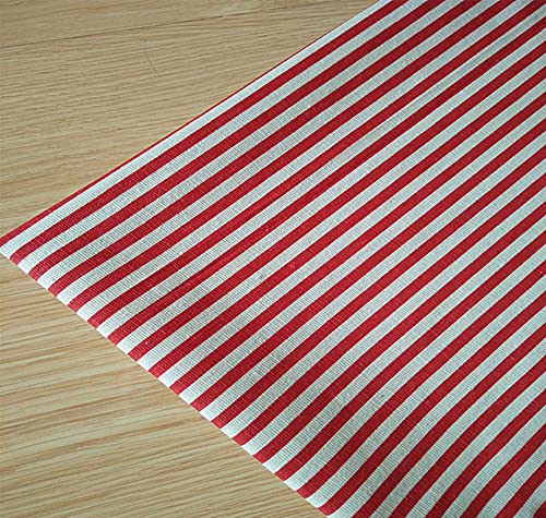 ONECHANCE Baumwollstoff Streifen Muster zum Nähen Meterware 100x150cm Leinenstoff Bedruckt für Polsterung Kissenbezug Color 0.4cm Rot/Weiß Size 1 Meter von ONECHANCE