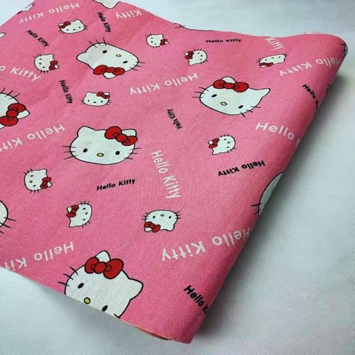ONECHANCE Bedruckter Baumwollstoff Meterware 100x150cm Dekostoff Baumwolle Leinenstoff zum Nähen und Dekoration Color Kitty Size 2 Meter von ONECHANCE