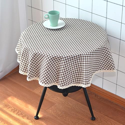 ONECHANCE Tischdecke Rund Abwaschbar Leinen Baumwolle Stoff Tischdecke Lotuseffekt für Home Küche, Esstisch, Couchtisch, Parteien, Abendessen Color Kariert Braun Size 120cm Rund ONECHANCE Tischdecke Rund Abwaschbar Leinen Baumwolle Stoff Tischdecke Lotuseffekt für Home Küche, Esstisch, Couchtisch, Parteien, Abendessen Color Kariert Braun Size 120cm Rund von ONECHANCE
