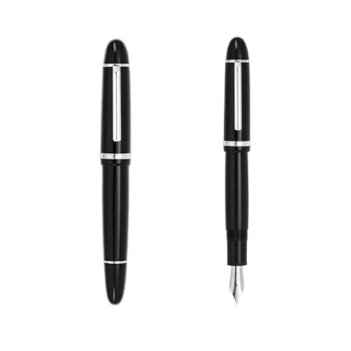 ONECMN Füllfederhalter aus Acryl, Metallclip, verlängerte feine Feder, F 0,5 mm, Schwarz, silberfarbener Clip, F ONECMN Füllfederhalter aus Acryl, Metallclip, verlängerte feine Feder, F 0,5 mm, Schwarz, silberfarbener Clip, F von ONECMN
