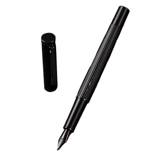 ONECMN Füllfederhalter aus Metall, Messing, extra feine Feder, EF-Tintenstifte für Bürobedarf, Schwarz, F (ca. 0,5 mm) von ONECMN