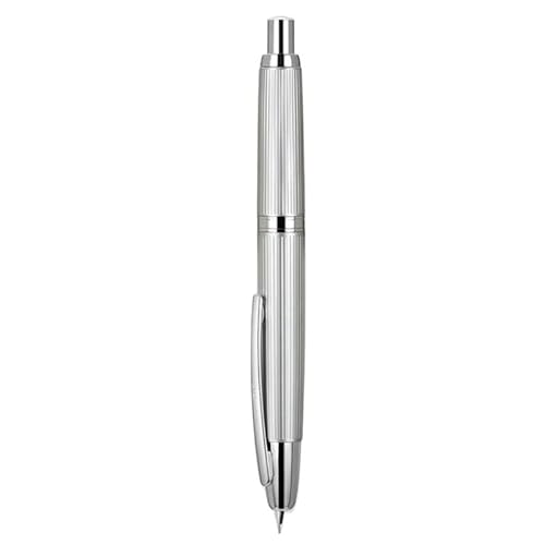 ONECMN Metall-Füllfederhalter, gestreift, EF/F-Spitze, Schreibwaren, Büro, Schulbedarf, Klickstift (Streifen, Silber, F) von ONECMN