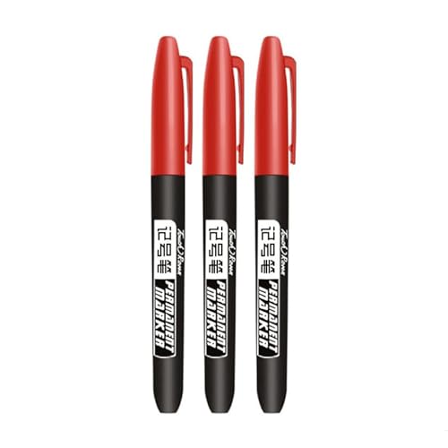 ONECMN Permanentmarker, wasserfeste Tinte, feine Spitze, schwarz, blau, rot, Öltinte, 1,5 mm, runde Spitze, feine Farbmarker, 3 Stück (3 Stück rotes Set) von ONECMN