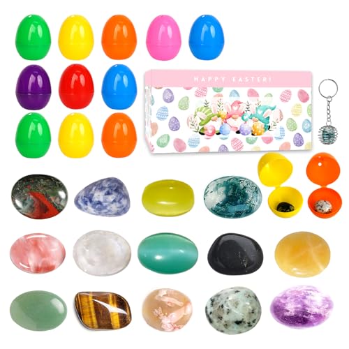 ONEHAUS 14 Ostern Geschenke Kinder，Ostereier plastikeier zum befüllen und Kristalle，natürliche Mineralien, Gesteine Osternkorb Spielzeug, Partytüten, Ostergeschenke für Kinder & Mädchen & Jungen von ONEHAUS