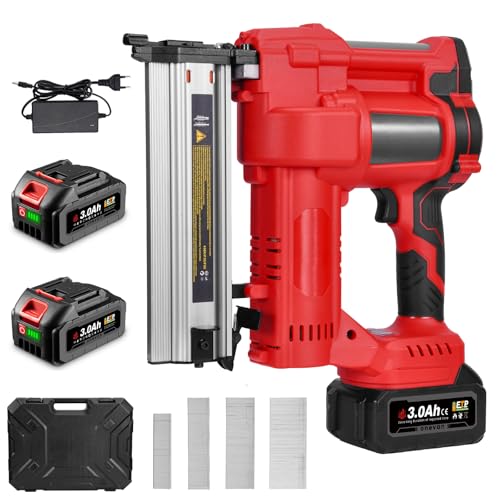 ONEVAN Akku Nagelpistole & Elektrotacker 20V (2-in-1 Set), Inkl. 2X 3.0Ah Akku & Koffer, Elektro Nagler für Nägel 15-50mm & Klammern 10-40mm, Tacker Elektrisch mit licht für Heimwerker & Profis von ONEVAN