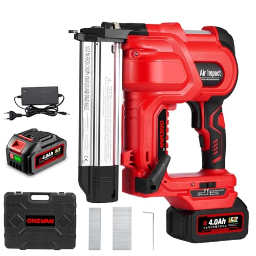 ONEVAN Akku Tacker und Nagler 2-in-1, Nagelpistole Akku Elektrotacker für Holz, Tiefeneinstellung, Einzel-/Serienschuss, inkl. 4000mAh Akku, Schnellladegerät, 200 Nägel + 200 Klammern, 100 Schuss/min ONEVAN Akku Tacker und Nagler 2-in-1, Nagelpistole Akku Elektrotacker für Holz, Tiefeneinstellung, Einzel-/Serienschuss, inkl. 4000mAh Akku, Schnellladegerät, 200 Nägel + 200 Klammern, 100 Schuss/min von ONEVAN