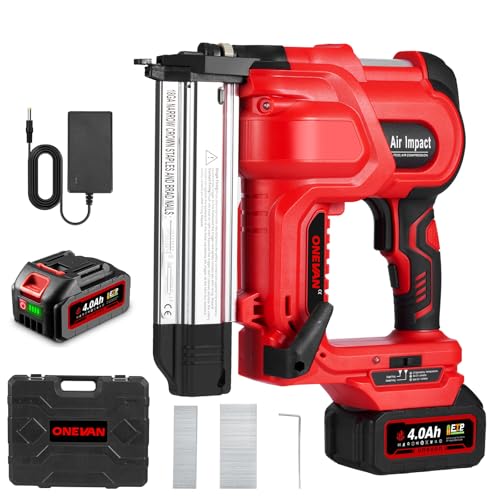 ONEVAN Akku Tacker und Nagler 2-in-1, Nagelpistole Elektrotacker für Holz, Tiefeneinstellung, Einzel-/Serienschuss, inkl. 4000mAh Akku, Schnellladegerät, 200 Nägel + 200 Klammern, 100 Schuss/min ONEVAN Akku Tacker und Nagler 2-in-1, Nagelpistole Elektrotacker für Holz, Tiefeneinstellung, Einzel-/Serienschuss, inkl. 4000mAh Akku, Schnellladegerät, 200 Nägel + 200 Klammern, 100 Schuss/min von ONEVAN