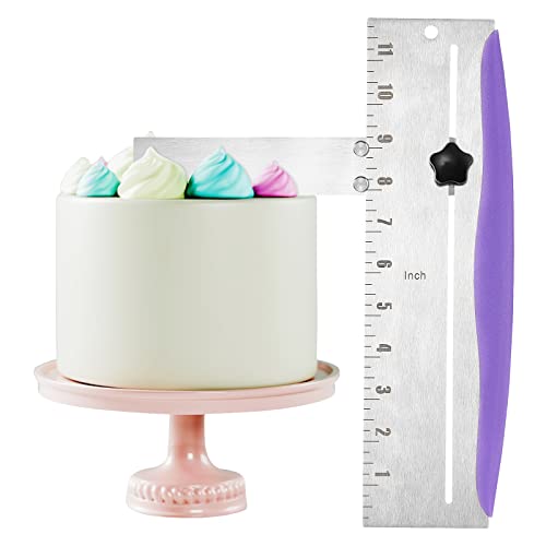 ONEVER Tortenschaber Kuchen Dekorieren, Fondant Spatel Tortenschaber, Kuchen Scraper, Zuckerguss Glätter Werkzeug Gebäckschneider, Verstellbare Kuchenkante für Gebäck Zuckerguss Ghee von ONEVER