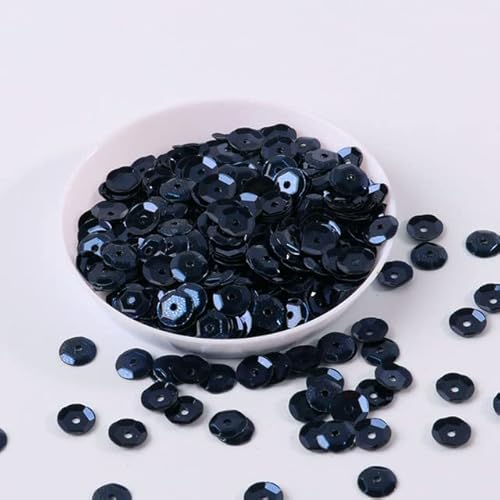 10 g/Packung 6 mm runde Flocke Regenbogen Cup Pailletten flach lose Paillette Nähen Kleidungsstück Kleid DIY Dekorationen-Marineblau von ONGOLIA