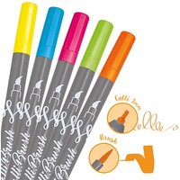 ONLINE® Calli.Brush Double Neon Brush-Pens farbsortiert, 5 St. von ONLINE®