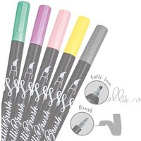 ONLINE® Calli.Brush Double Pastel Brush-Pens farbsortiert, 5 St. von ONLINE®