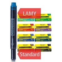 ONLINE® Kombi Tintenpatronen für Füller königsblau, schwarz, braun, nachtblau, lila, rot, grün, türkis 40 St. von ONLINE®