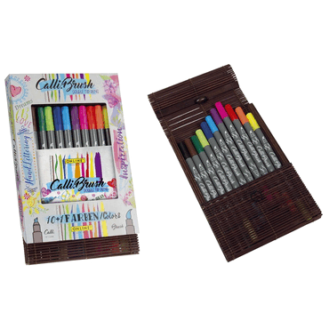 ONLINE Faserschreiber Calli.Brush Pen - 11 Farben im Bambus Etui von ONLINE