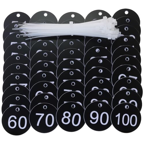 ONLYKXY 1–100 Nummernschilder aus Kunststoff, nummerierte Markierung, Identifikation, Hängeetiketten, Gepäcketiketten, ID-Anhänger mit Ringen für organisierte, codierte Schlüsselboxen, Schränke ONLYKXY 1–100 Nummernschilder aus Kunststoff, nummerierte Markierung, Identifikation, Hängeetiketten, Gepäcketiketten, ID-Anhänger mit Ringen für organisierte, codierte Schlüsselboxen, Schränke von ONLYKXY