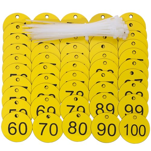 ONLYKXY 1–100 Nummernschilder aus Kunststoff, nummerierte Markierung, Identifikation, Hängeetiketten, Gepäcketiketten, ID-Anhänger mit Ringen für organisierte, codierte Schlüsselboxen, Schrank ONLYKXY 1–100 Nummernschilder aus Kunststoff, nummerierte Markierung, Identifikation, Hängeetiketten, Gepäcketiketten, ID-Anhänger mit Ringen für organisierte, codierte Schlüsselboxen, Schrank von ONLYKXY