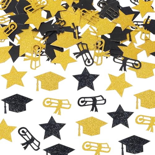 ONLYKXY 100 Stück Gold & Schwarz Stern Abschlusskappe Diplom Tischkonfetti Glitzer Abschluss Hut Dekoration für Congrats College Grade Party Dekor Schokolade Gastgeschenk Umschlag Aufkleber Streudeko ONLYKXY 100 Stück Gold & Schwarz Stern Abschlusskappe Diplom Tischkonfetti Glitzer Abschluss Hut Dekoration für Congrats College Grade Party Dekor Schokolade Gastgeschenk Umschlag Aufkleber Streudeko von ONLYKXY