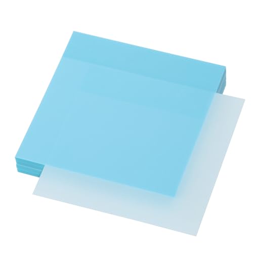 ONLYKXY Transparente Haftnotizen, 7,6 x 7,6 cm, wasserdicht, selbstklebende Buch-Tabs, 200 Blatt, PET-Marker, Haftnotizen, Block (Hellblau), 4 Stück von ONLYKXY