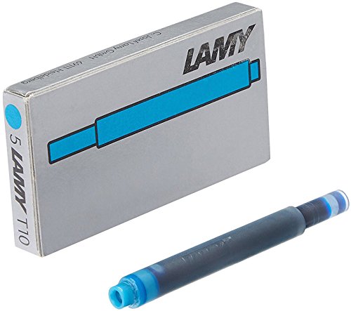 1 x Packung mit 5 Ersatz-Tintenpatronen T10 für Lamy-Füllfederhalter 7038, Türkisblau von ONOGAL