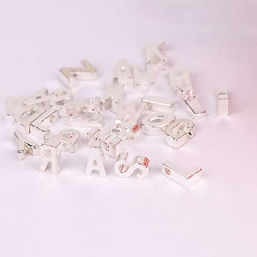 ONURTH 26pcs Metall Gold Farbe Big Hole Alphabet Perlen Halskette Anhänger A-Z 26 Buchstabenperlen Erkenntnisse Für DIY-Schmuckzubehör Machen Accessoires von ONURTH