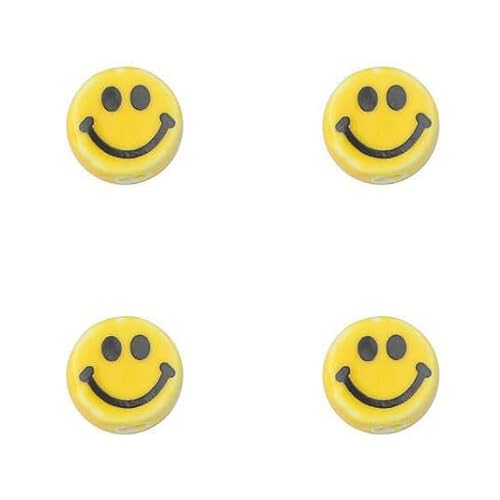 ONURTH Gelbe Lächeln-Gesicht-Porzellanperle, 20 Stück, 8/12/15 mm, handgefertigte runde Stern-Porzellanperle für Schmuckherstellung, Armband, lose Perlen, Basteln von ONURTH