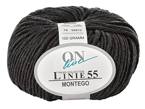 100 g Wolle ONLine Linie 55 Montego, Fb. 10 schwarz von ONline Garne