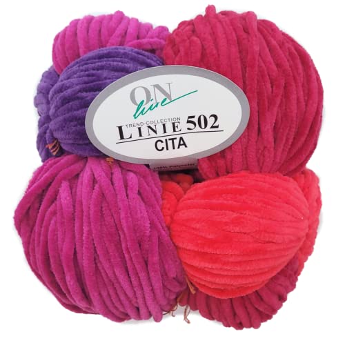ONline Garne Garn Rosa 100% Polyester 4-farbig zum Stricken oder Häkeln für Accessoires (104) von ONline Garne