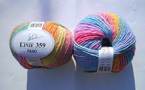 ONline Garne Linie 1103590038 FANO 150 g zum Stricken und Häkeln, 038 rosa blau gelb color von ONline Garne