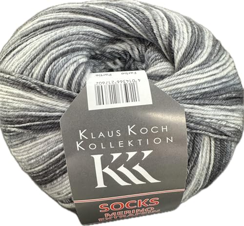 ONline Klaus Koch Merino Extrafein Sockenwolle, 4-fädig, 100g, 420m, 75% Schurwolle 25% Polyacryl, Mulesingfrei (05 anthrazit/grau) von ONline Garne