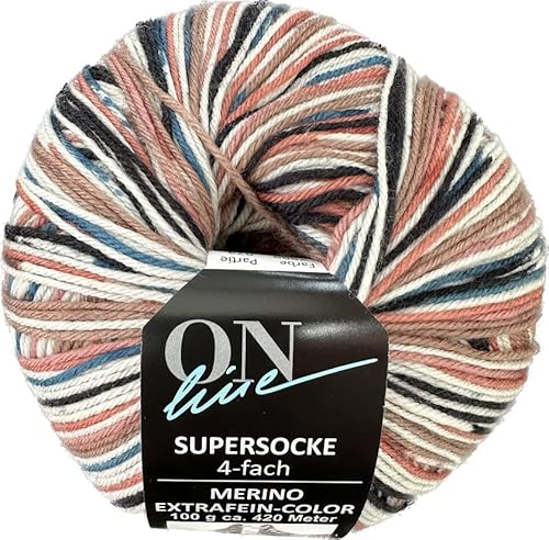 ONline Supersocke Sort. 344 Merino Extra Fine Color 100g 2889 - Altrosa/braun/dunkelpetrol ONline Supersocke Sort. 344 Merino Extra Fine Color 100g 2889 - Altrosa/braun/dunkelpetrol von ONline Garne