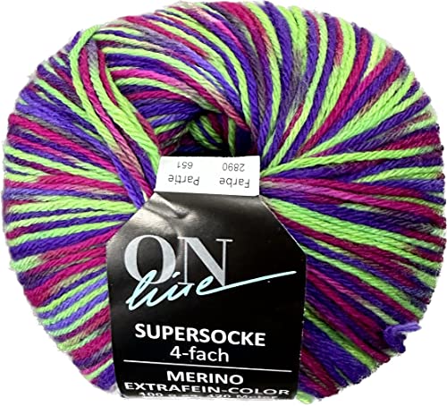 ONline Supersocke Sort. 345 Merino Extrafein Color 100g 2890 - blau/pink/grün ONline Supersocke Sort. 345 Merino Extrafein Color 100g 2890 - blau/pink/grün von ONline Garne