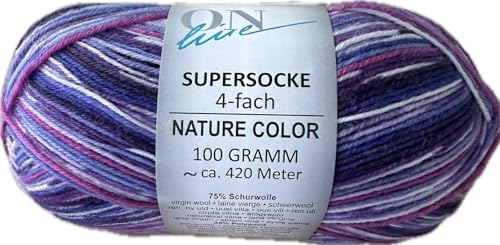 ONline Supersocke Sort. 351 Nature Color 100g 2935 - lila/rosa/blau ONline Supersocke Sort. 351 Nature Color 100g 2935 - lila/rosa/blau von ONline Garne