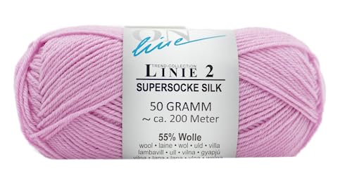 Online Garne Linie 2 Supersocke Silk | pinke Sockenwolle mit Seide und Merinowolle | Sockengarn 4fädig (4fach, 4ply) | 55% Wolle, 25% Polyamid, 20% Seide | Strumpfwolle 50g 200m (30 orchidee) von Online Garne