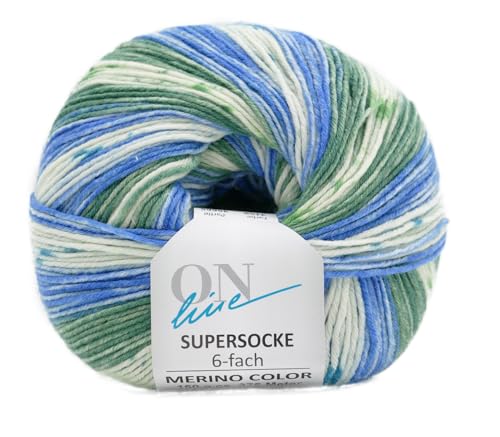 Online Garne Supersocke Sockenwolle 6-fach Merino Color | Strumpfwolle 6-fädig mit Merinowolle | 150g dickes Sockengarn mit Farbverlauf | 75% Wolle, 25% Polyamid (3159) von ONline Garne