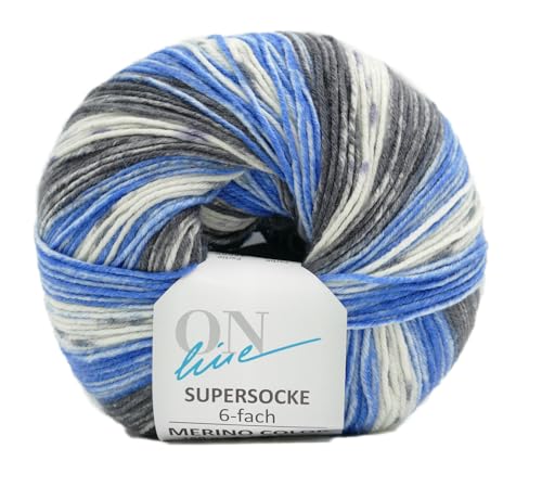 Online Garne Supersocke Sockenwolle 6-fach Merino Color | Strumpfwolle 6-fädig mit Merinowolle | 150g dickes Sockengarn mit Farbverlauf | 75% Wolle, 25% Polyamid (3160) von ONline Garne