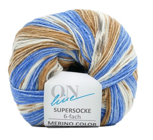 Online Garne Supersocke Sockenwolle 6-fach Merino Color | Strumpfwolle 6-fädig mit Merinowolle | 150g dickes Sockengarn mit Farbverlauf | 75% Wolle, 25% Polyamid (3162) von ONline Garne