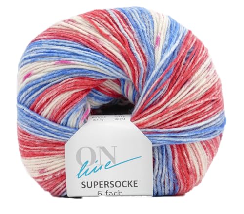 Online Garne Supersocke Sockenwolle 6-fach Merino Color | Strumpfwolle 6-fädig mit Merinowolle | 150g dickes Sockengarn mit Farbverlauf | 75% Wolle, 25% Polyamid (3163) von ONline Garne