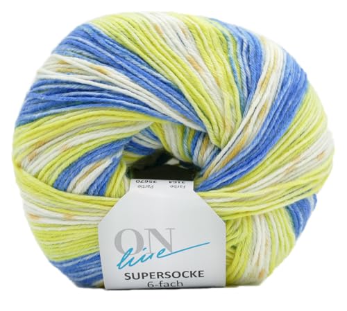 Online Garne Supersocke Sockenwolle 6-fach Merino Color | Strumpfwolle 6-fädig mit Merinowolle | 150g dickes Sockengarn mit Farbverlauf | 75% Wolle, 25% Polyamid (3164) von ONline Garne