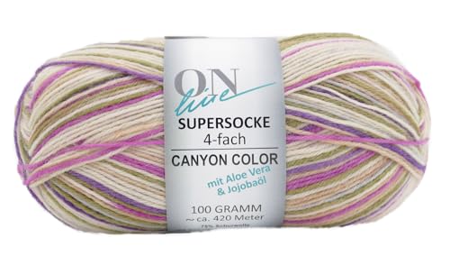 Online Supersocke 4-fach Color mit Aloe Vera und Jojobaöl, Sockenwolle 4-fädig, Strumpfwolle mit Farbverlauf, Wolle zum Socken stricken, häkeln | 75% Wolle, 25% Polyamid, 100g 420m, NS 2,5-3mm (3022) von ONline Garne
