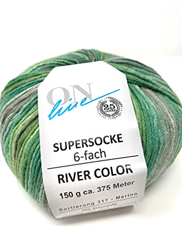 ONline Supersocke 6-Fach 150g Sort. 317 River-Color 2706 - grün von ONline Garne