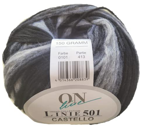 Online Wolle Linie 501 Castello, 150g Wolle mit gestreiftem Farbverlauf zum Stricken oder Häkeln (101) von ONline Garne